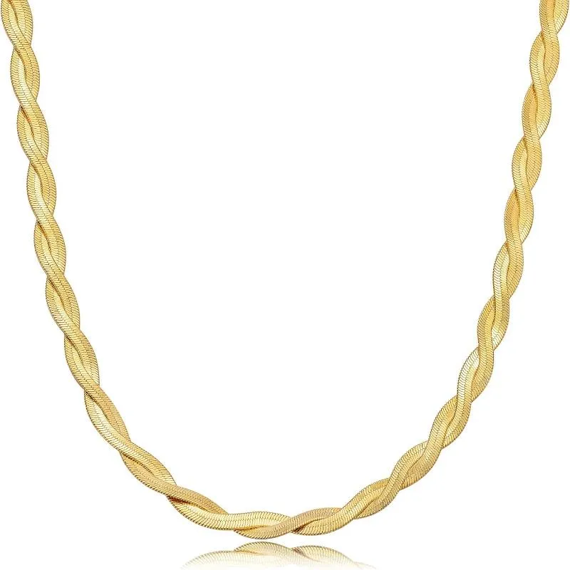 14K Gold/Silver Plated Necklaces -  Snake Chain, Herringbone, Rope or Layered