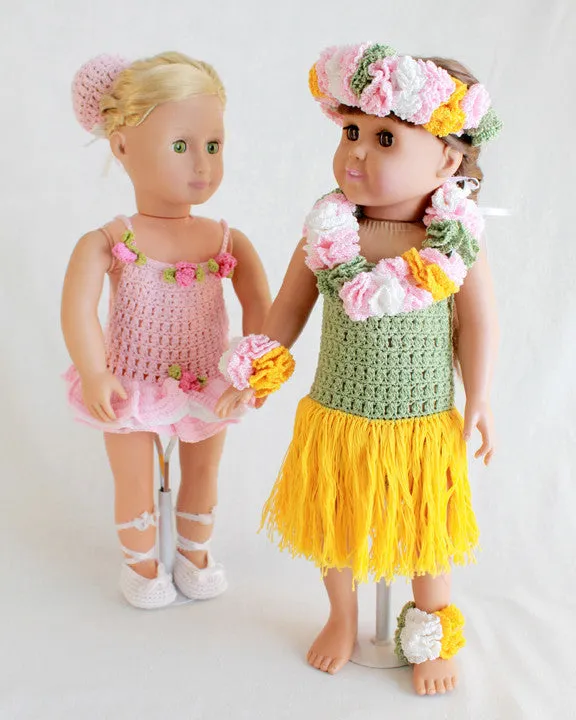 18" Doll Ballerina & Hula Dancer Crochet Patterns