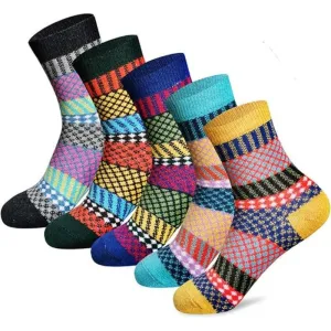 5-Pack Wool Blend Crew Socks - Warmth and Comfort