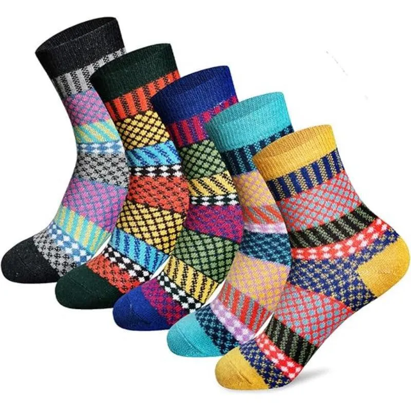 5-Pack Wool Blend Crew Socks - Warmth and Comfort