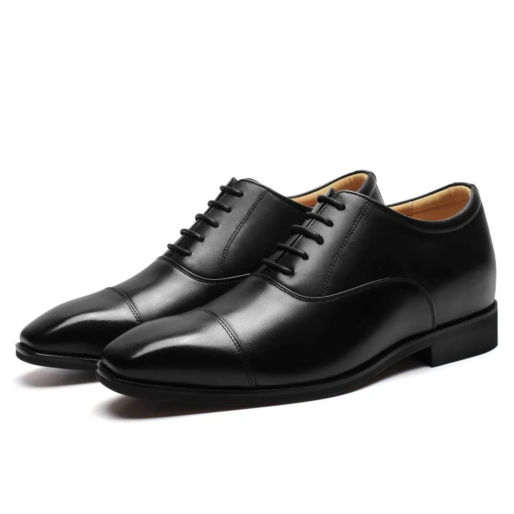 6 CM /2.36 Inches CMR CHAMARIPA Sophisticated Black Leather Oxford Elevator Shoes