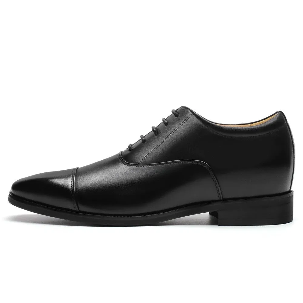 6 CM /2.36 Inches CMR CHAMARIPA Sophisticated Black Leather Oxford Elevator Shoes