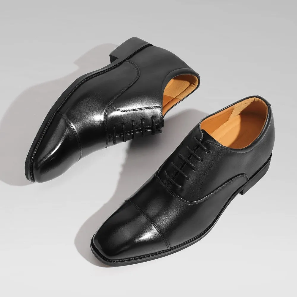 6 CM /2.36 Inches CMR CHAMARIPA Sophisticated Black Leather Oxford Elevator Shoes