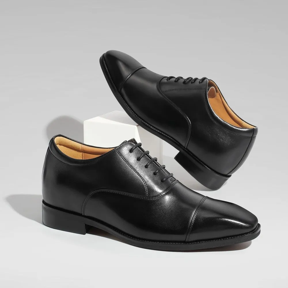 6 CM /2.36 Inches CMR CHAMARIPA Sophisticated Black Leather Oxford Elevator Shoes