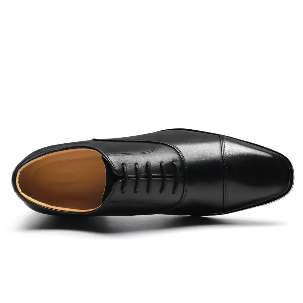 6 CM /2.36 Inches CMR CHAMARIPA Sophisticated Black Leather Oxford Elevator Shoes