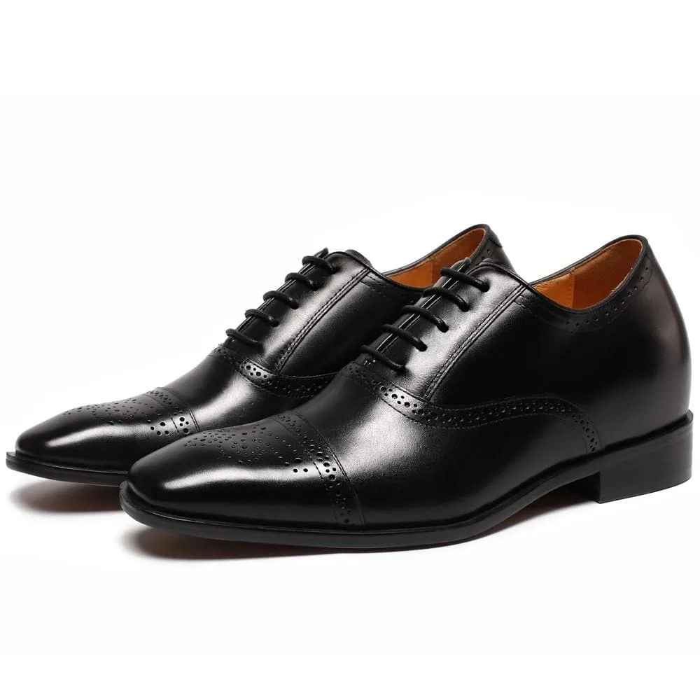 7 CM / 2.76 Inches CMR CHAMARIPA Elevator Shoes For Men Calfskin Leather Dress Wedding Brogue Shoes