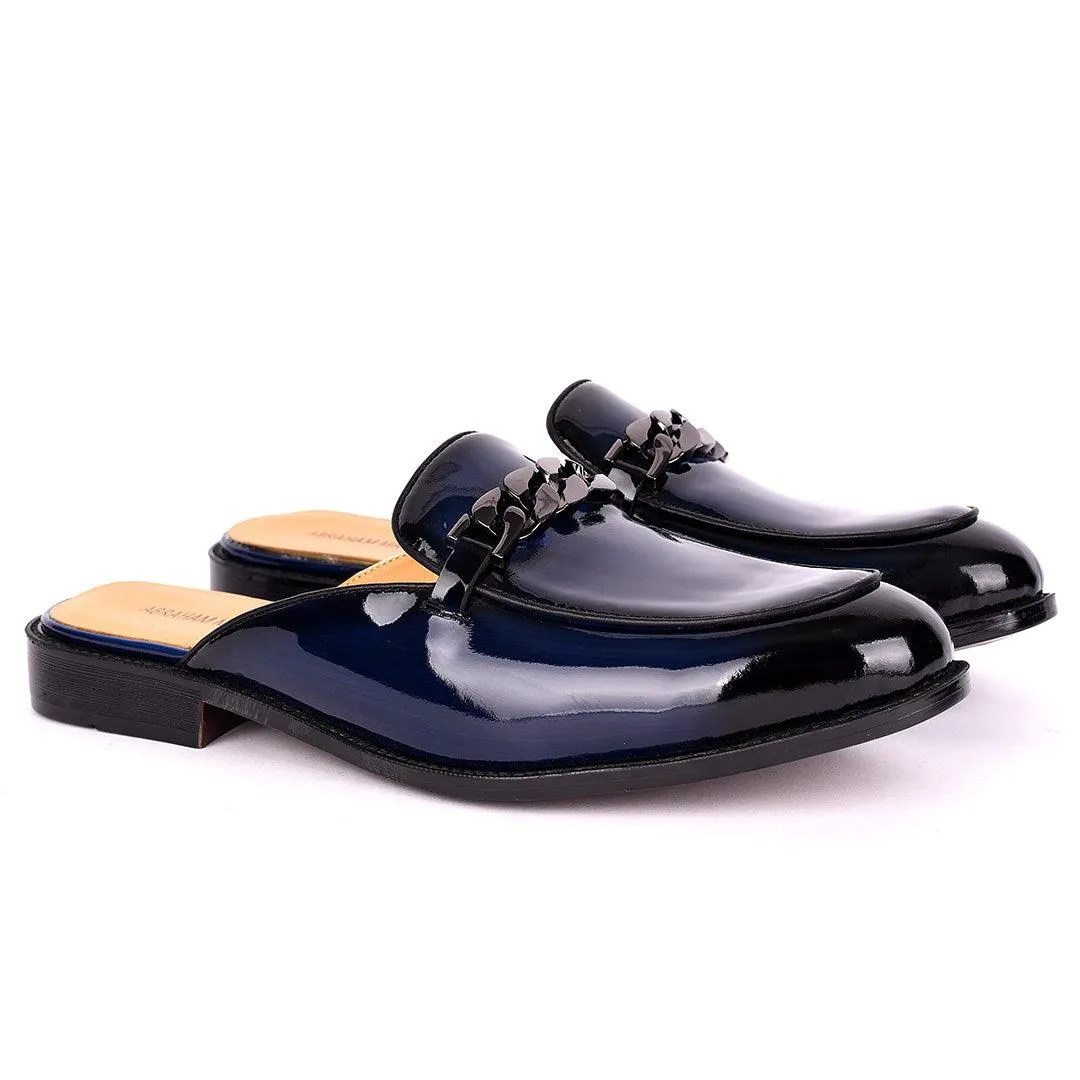 Abraham Mathias Glossy Leather Men's Half Shoe- Blue