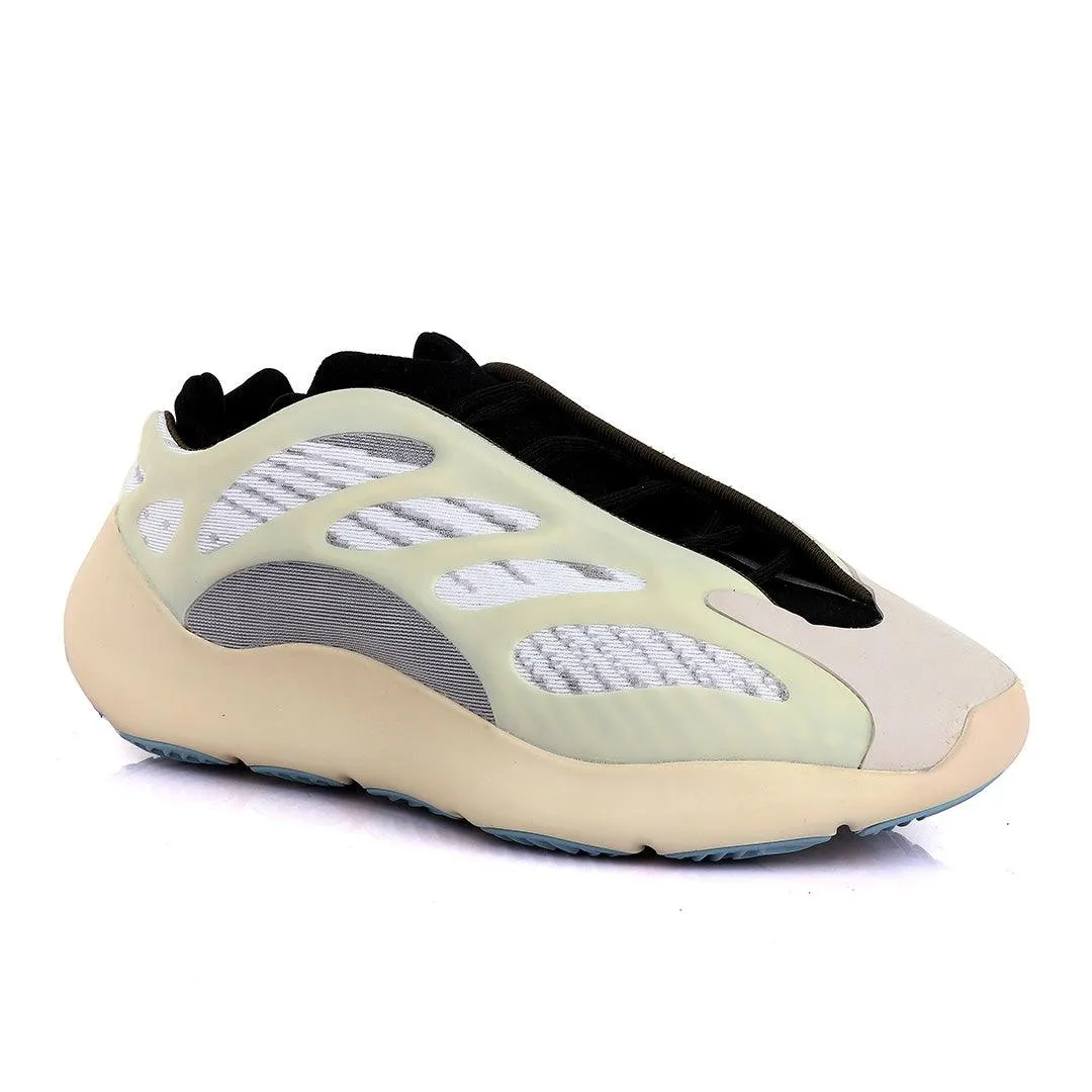 Adidas 700 Yeezy Boost  Pattern Design White and Black Sneakers