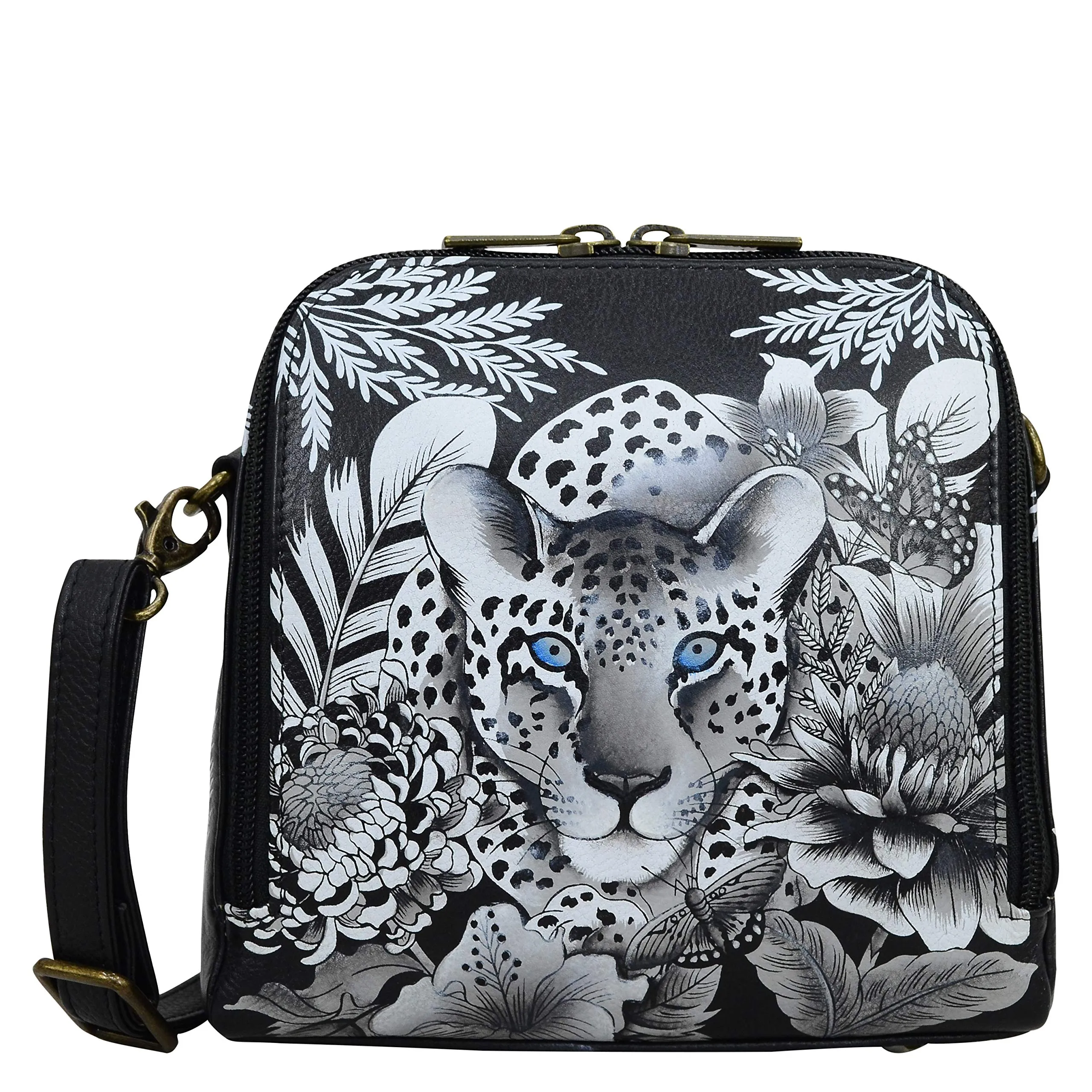 Anuschka Women’s Hand-Painted Genuine Leather Zip Around Travel Organiser - Cleopatra's Leopard