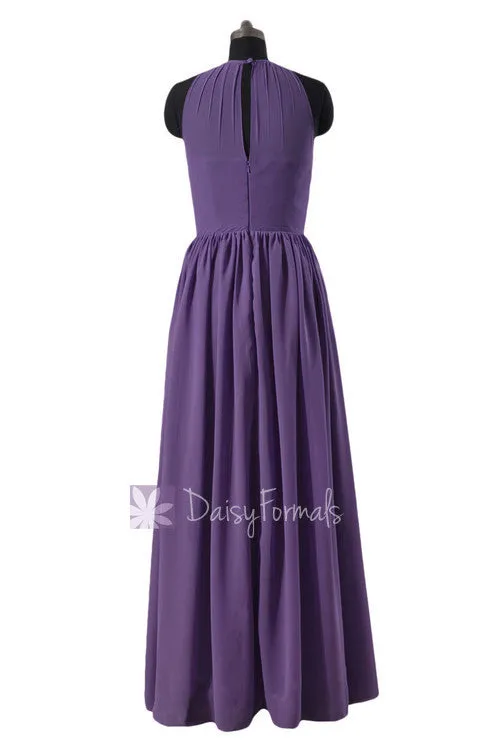 Appealing Long Chiffon Bridesmaid Dress Formal Dress W/Illusion Neckline(BM5197L)