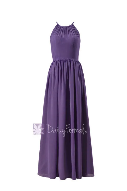 Appealing Long Chiffon Bridesmaid Dress Formal Dress W/Illusion Neckline(BM5197L)