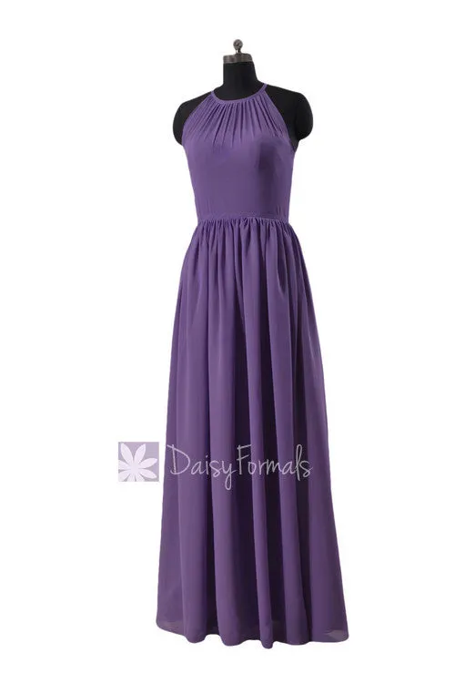 Appealing Long Chiffon Bridesmaid Dress Formal Dress W/Illusion Neckline(BM5197L)