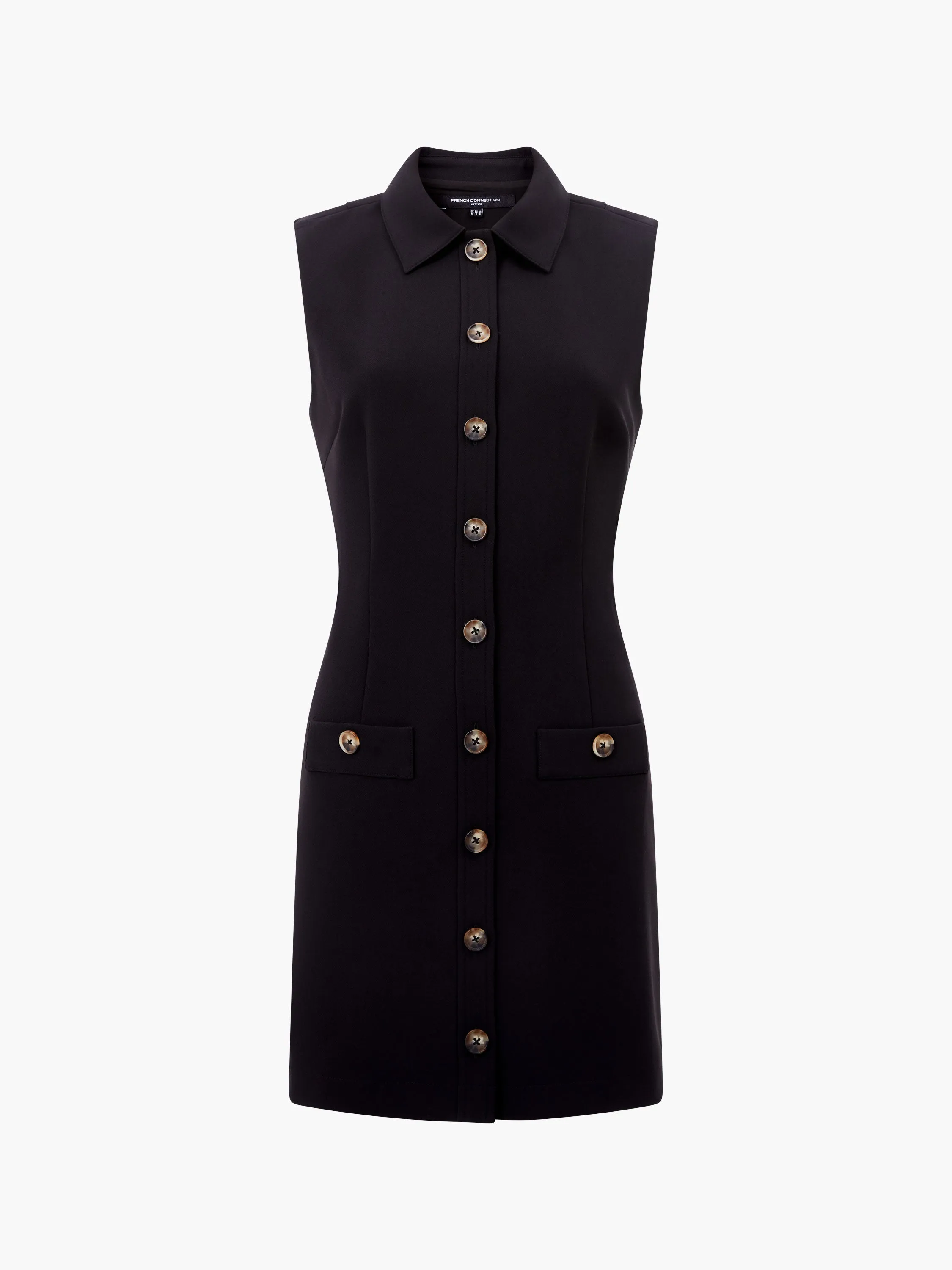 Azra Twill Sleeveless Button Mini Dress