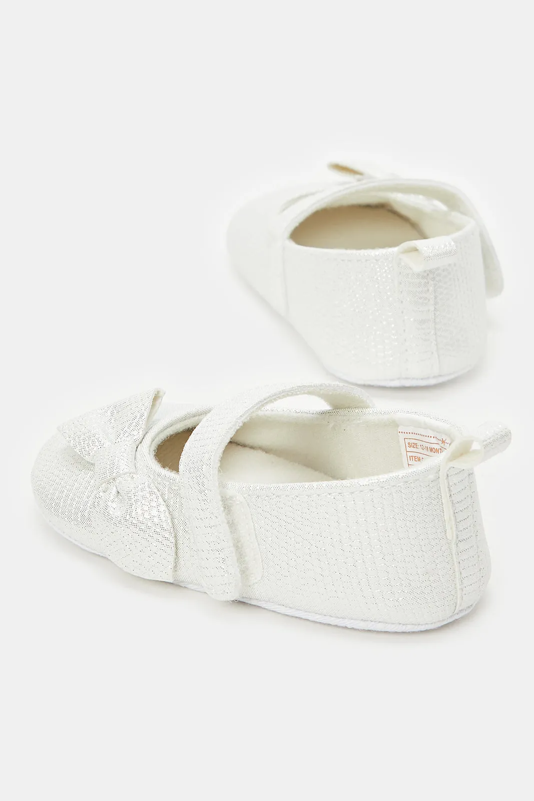 Baby Silver Bow Pram Shoes