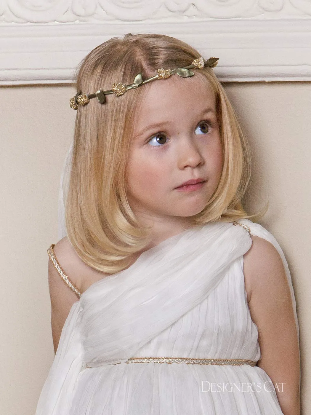 Baptism silk dress with pleated muslin - CARYATIS White