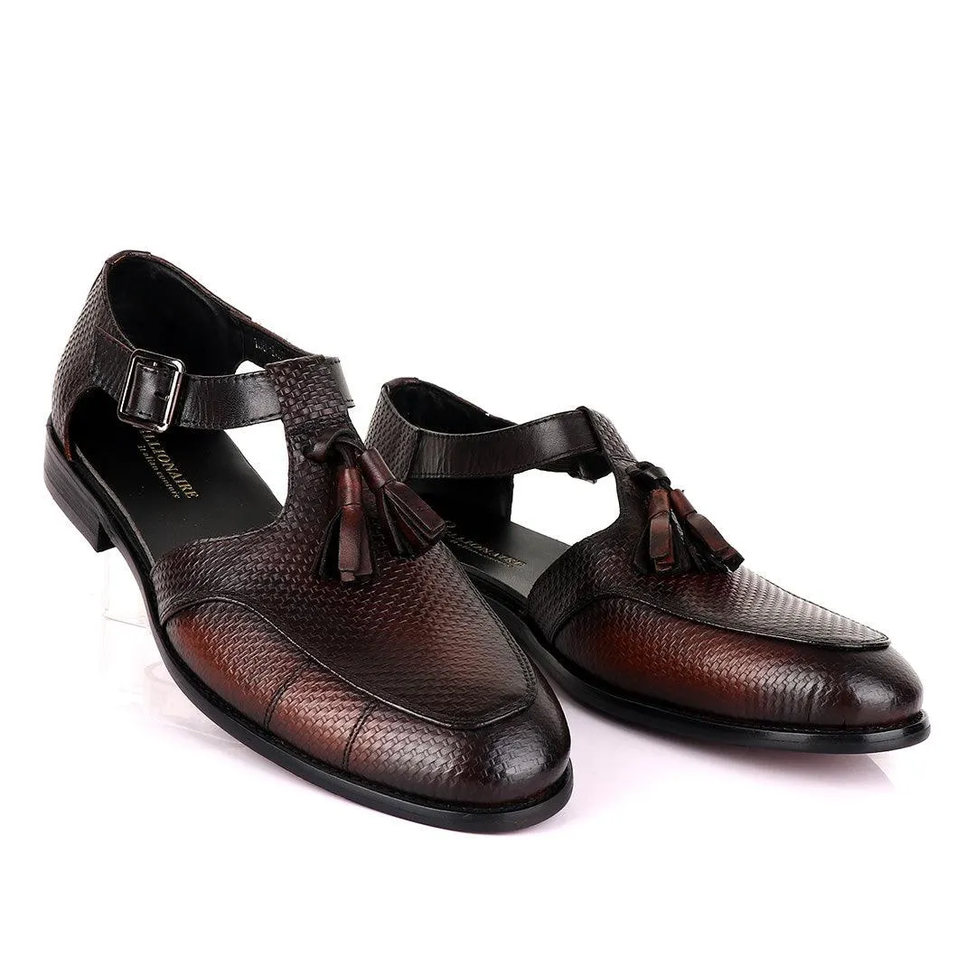 Billionaire Exotic Black Weaven Brown with Tassel Cover Shoe