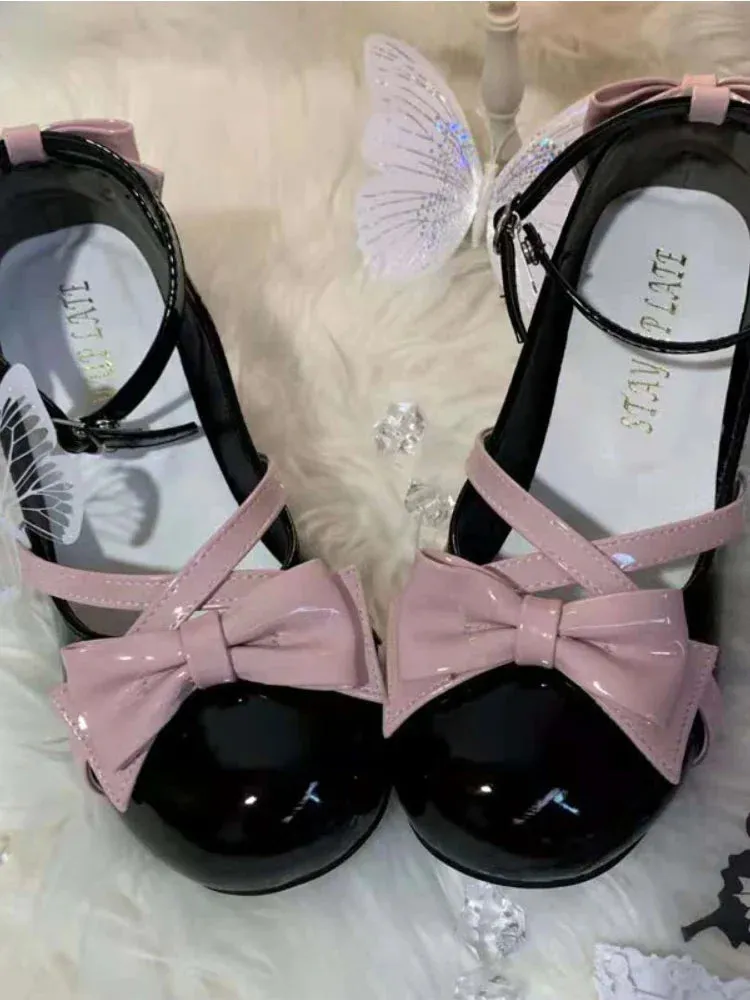 binfenxie  -  Japanese Style Lolita Mary Janes Shoes Women Kawaii Sweet Cross-tie Pumps Shoes Female Bowknot Casual Korean Fashion Shoes 2024