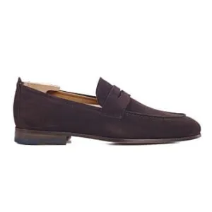 Bitter chocolate Suede Men&#039;s penny loafers - CEVIO