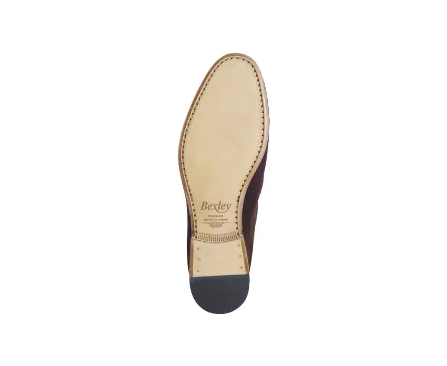 Bitter chocolate Suede Men&#039;s penny loafers - CEVIO