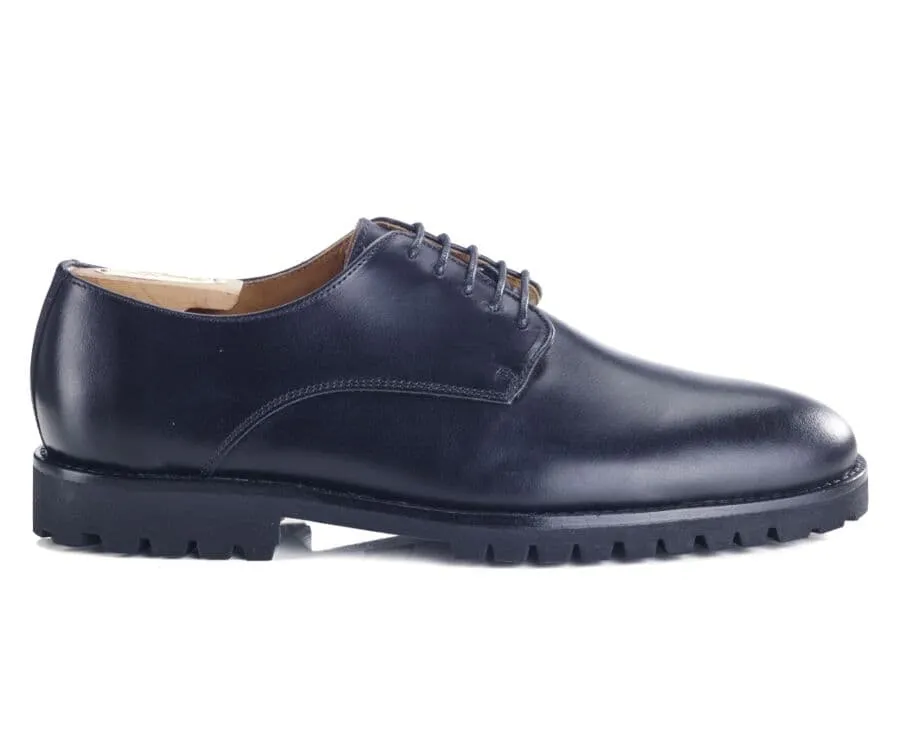 Black Derby Shoes - Rubber outsole - BUSHEY GOMME