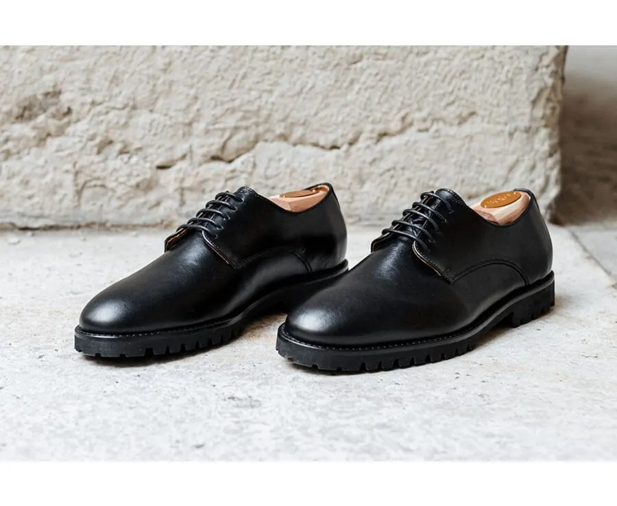 Black Derby Shoes - Rubber outsole - BUSHEY GOMME