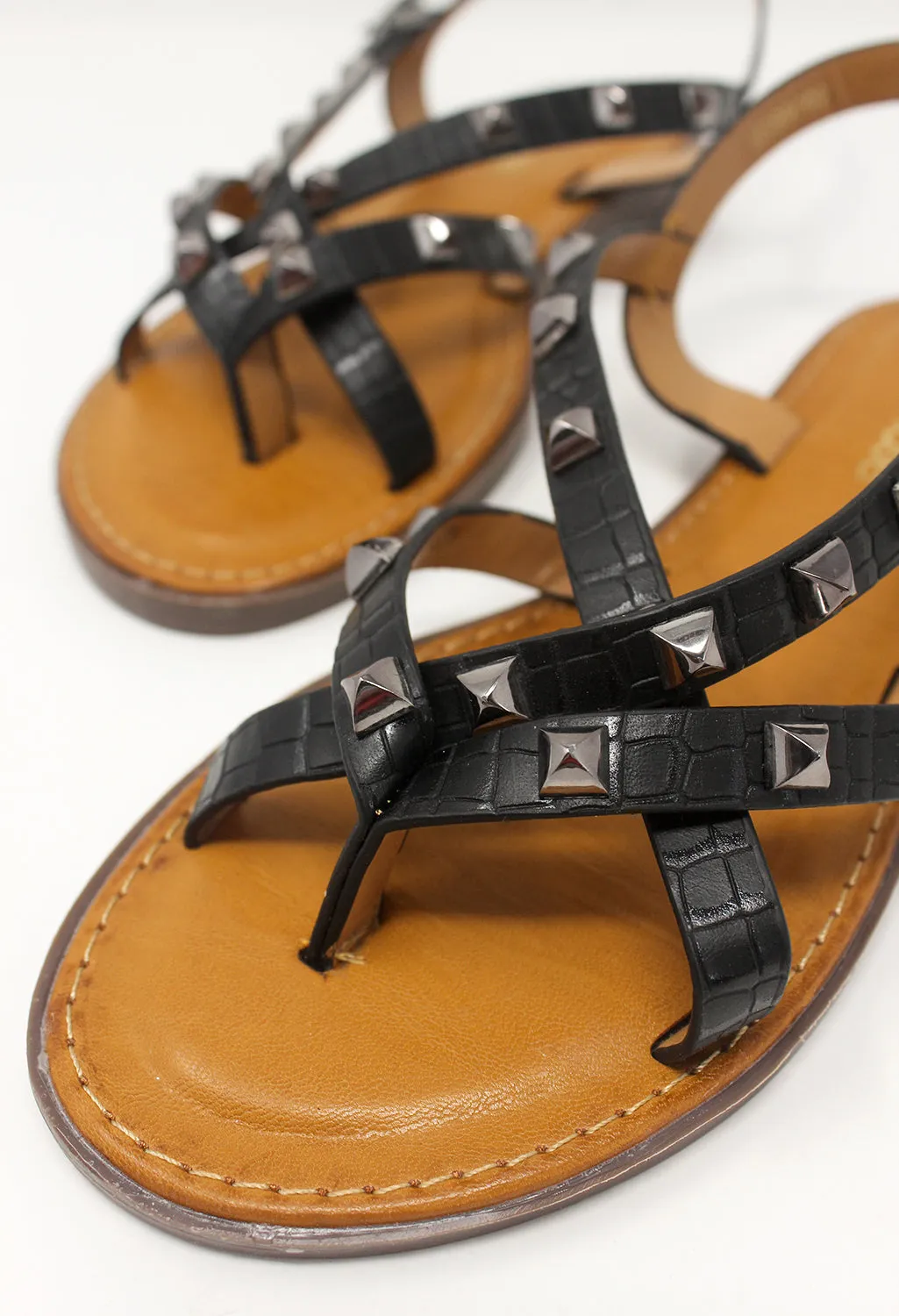 Black Flat Strap Sandal