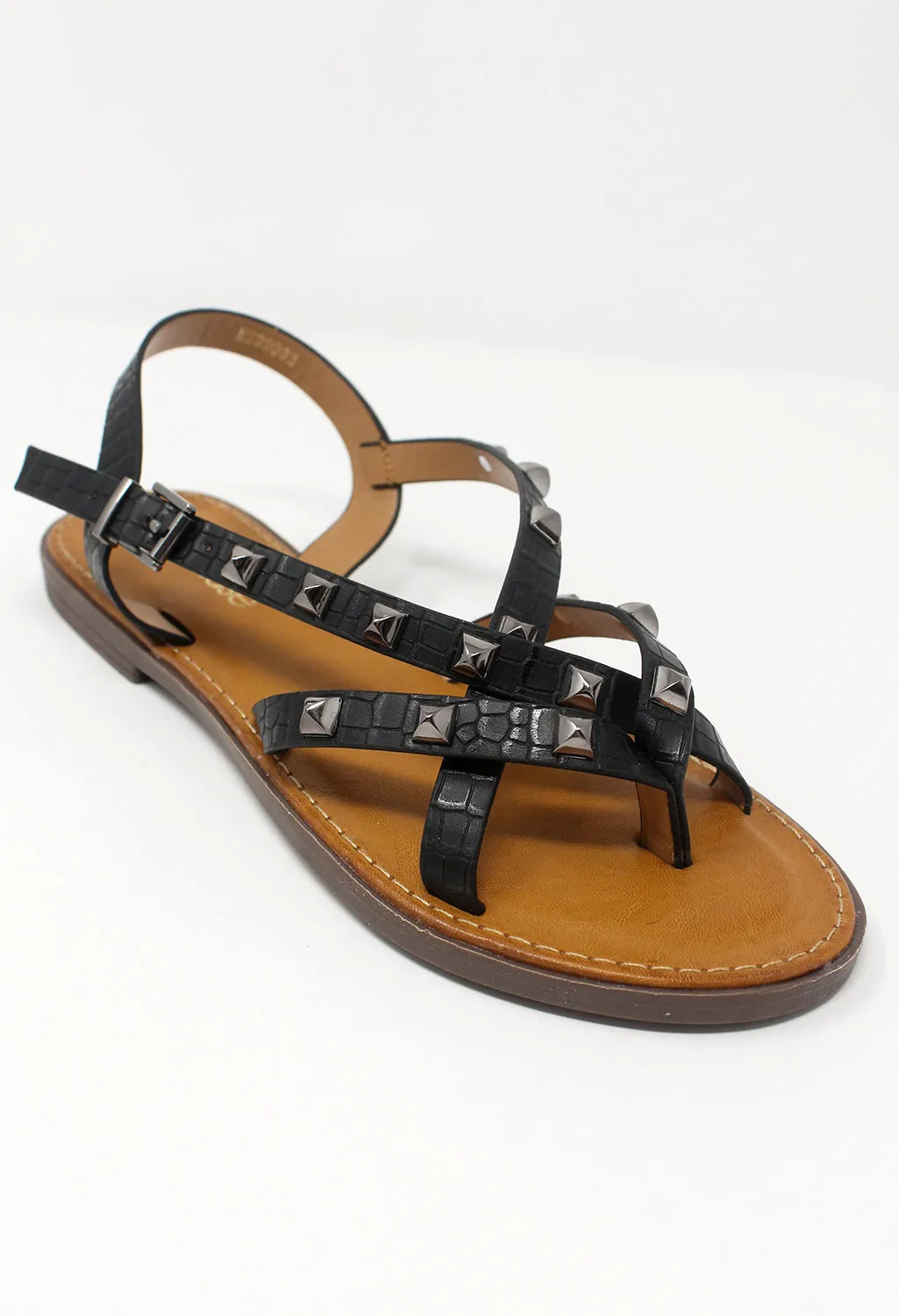 Black Flat Strap Sandal