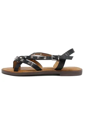 Black Flat Strap Sandal