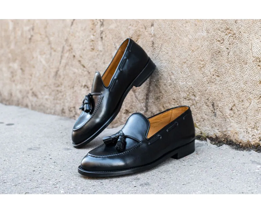 Black leather Men&#039;s Tassel loafers - PICADILLY