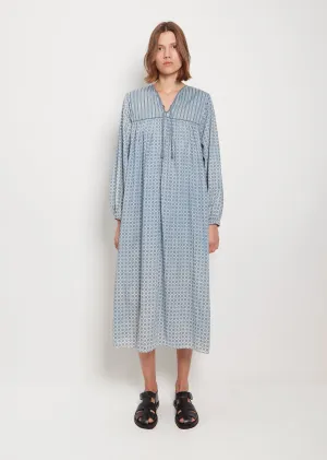 Block Print Smock Dress — White Indigo