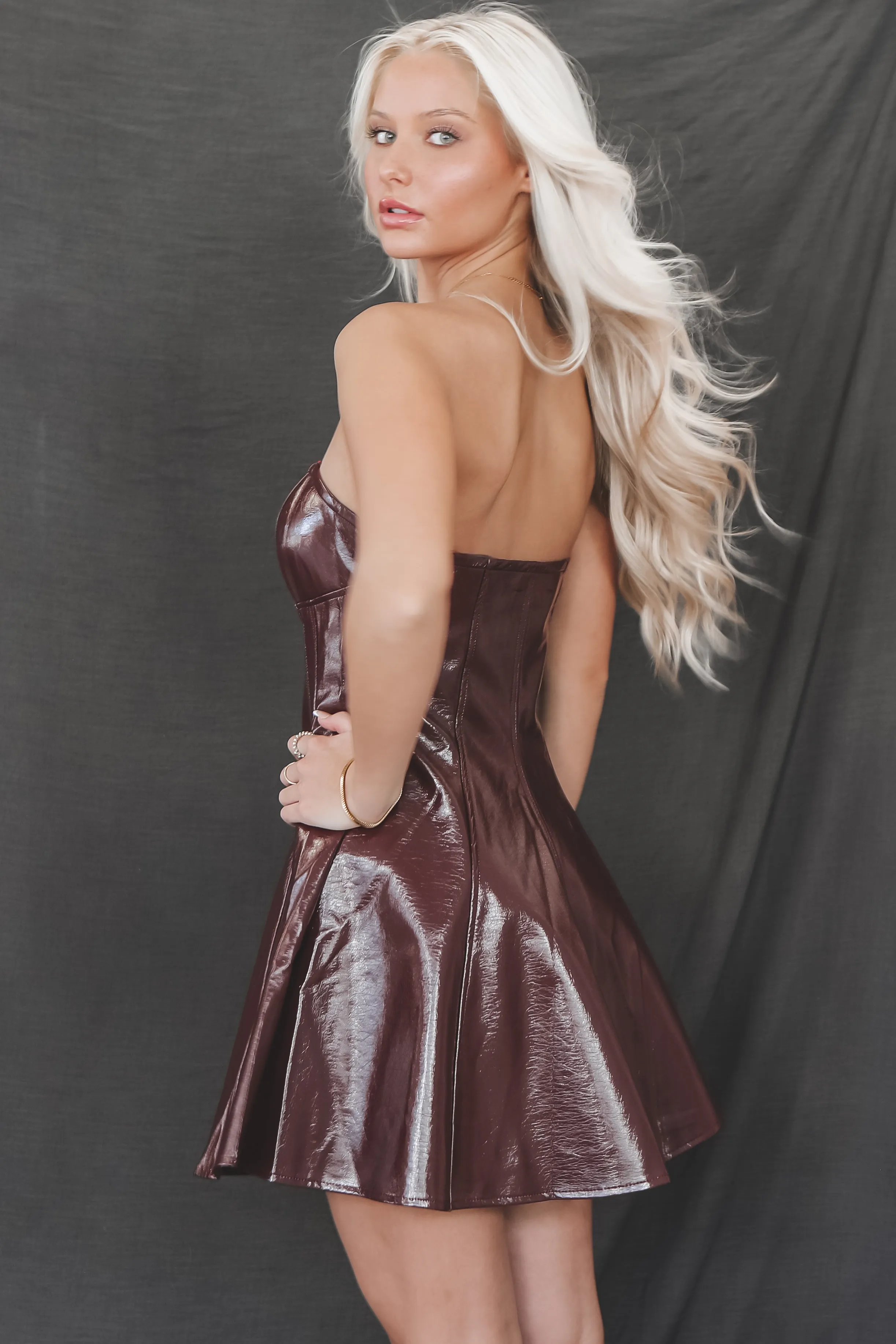 Bought This Immediately Burgundy Tube Leather Dress