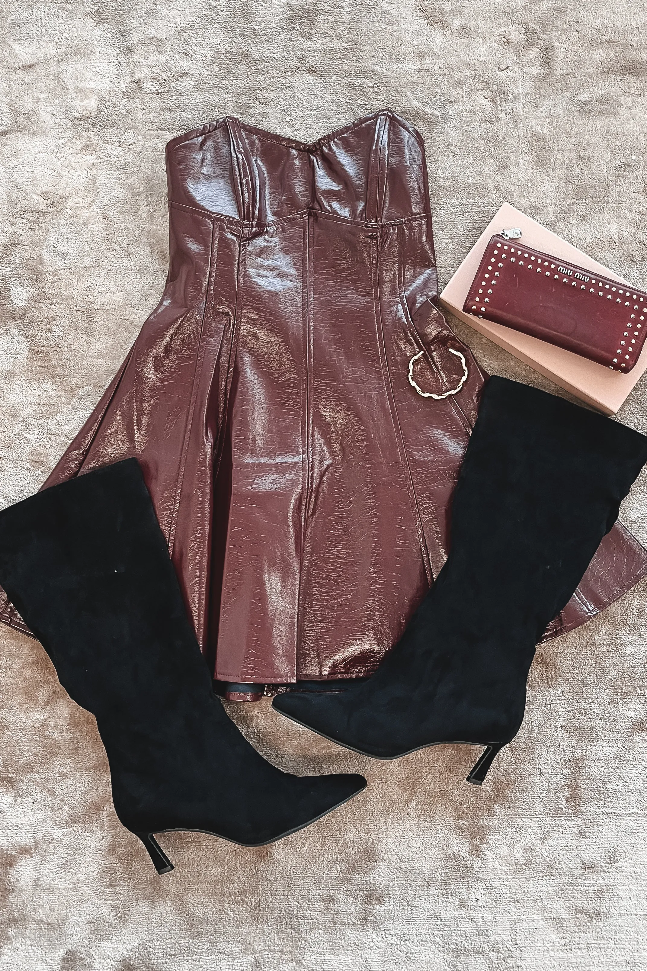 Bought This Immediately Burgundy Tube Leather Dress