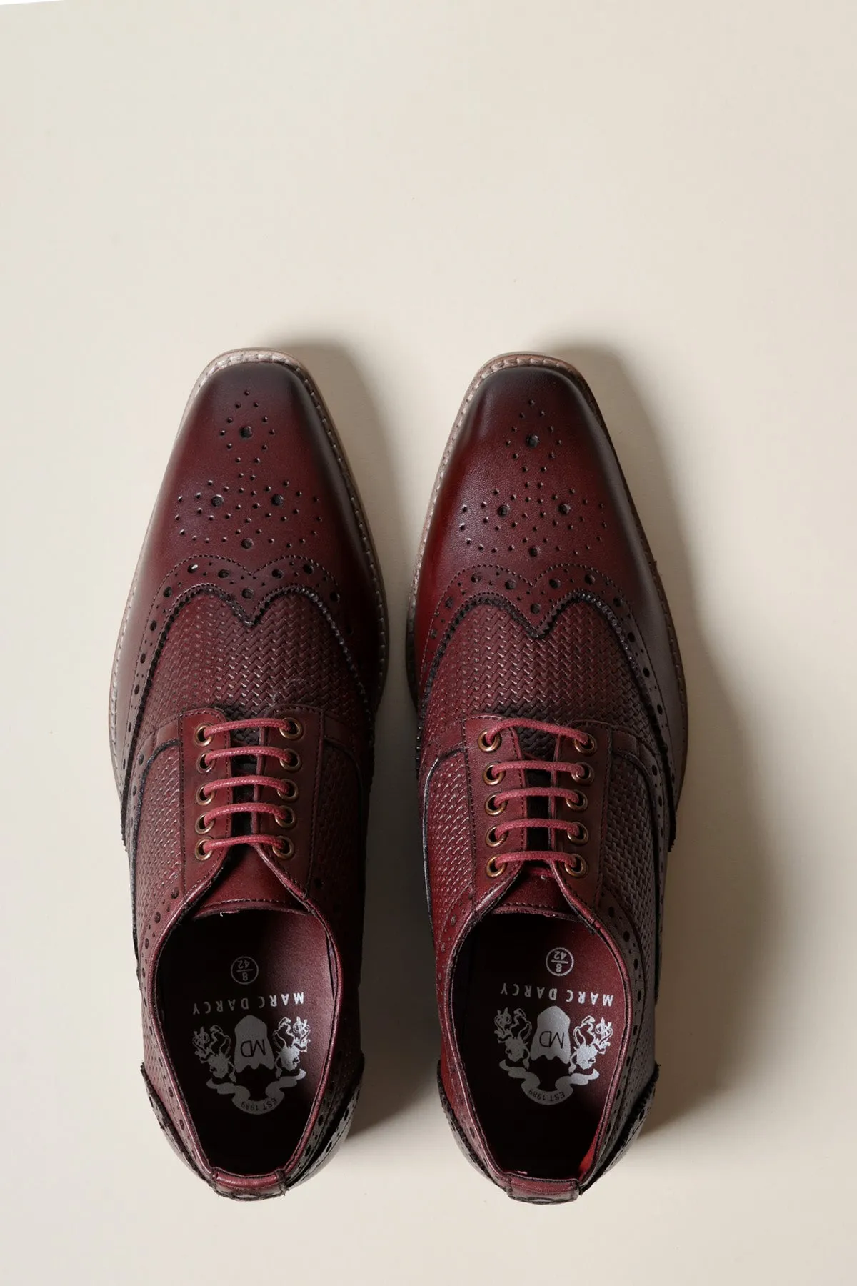 BRANDON - Bordeaux Burgundy Leather Wingtip Brogue Shoe