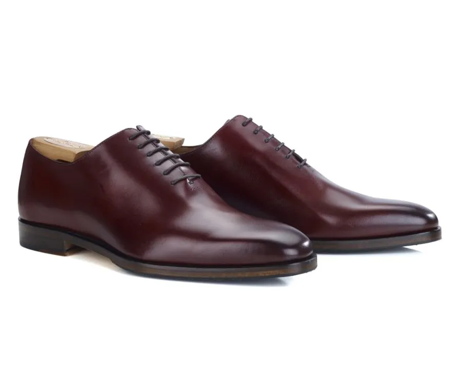 Bright Burgundy Men&#039;s Oxford shoes - Leather sole with pad - BELLAGIO PATIN