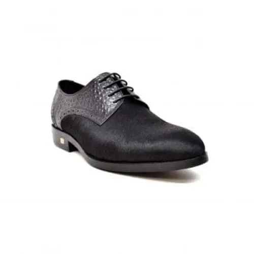 British Walkers Executive Men's Black Leather and Pony Skin Dress Shoes