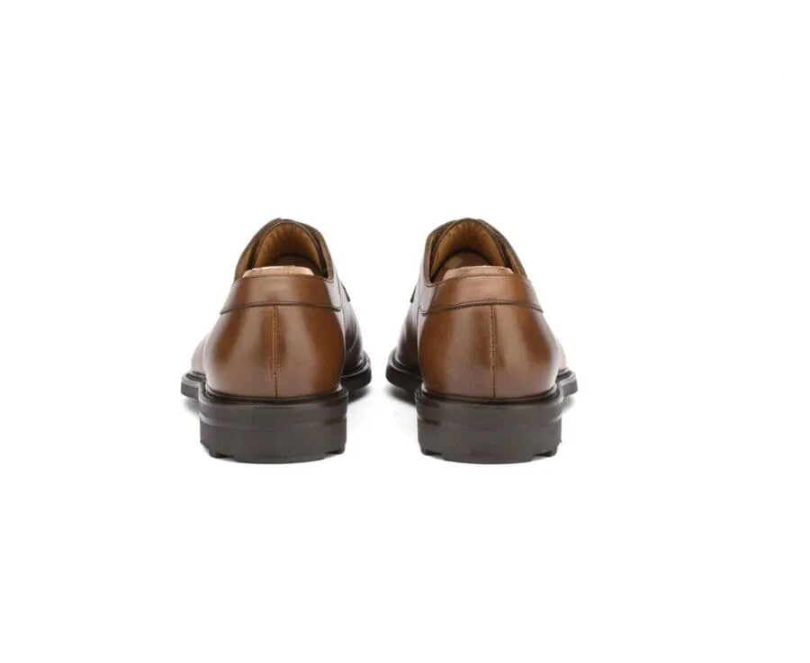 Brown Cognac Derby Shoes - Rubber outsole - KENT GOMME COUNTRY