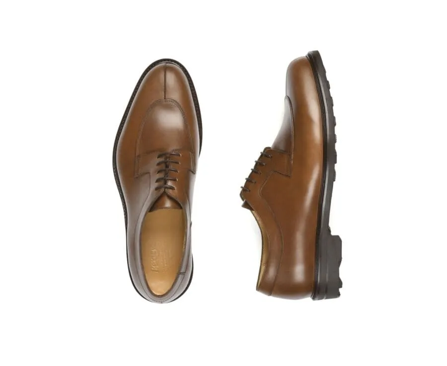 Brown Cognac Derby Shoes - Rubber outsole - KENT GOMME COUNTRY