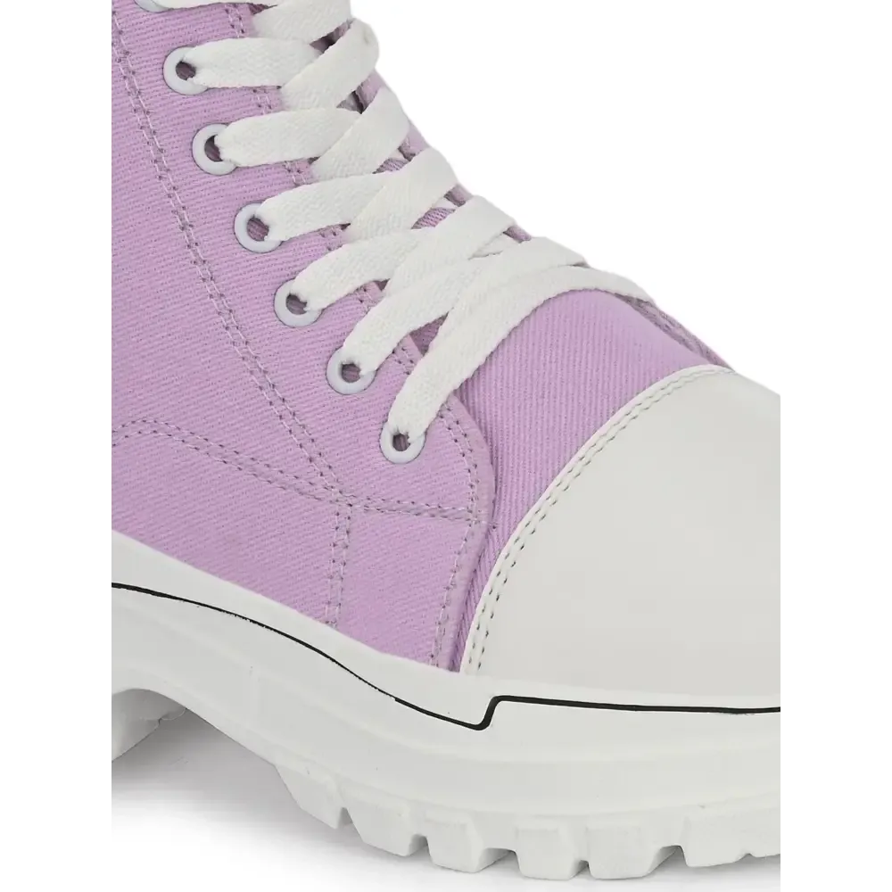 BUCIK Women's Purple Synthetic leather Lace-Up Casual Shoes