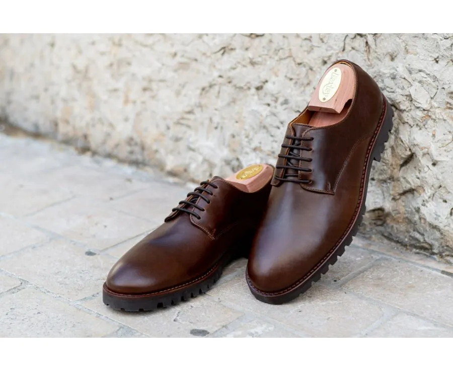 Chocolate Derby Shoes - Rubber outsole - BUSHEY GOMME