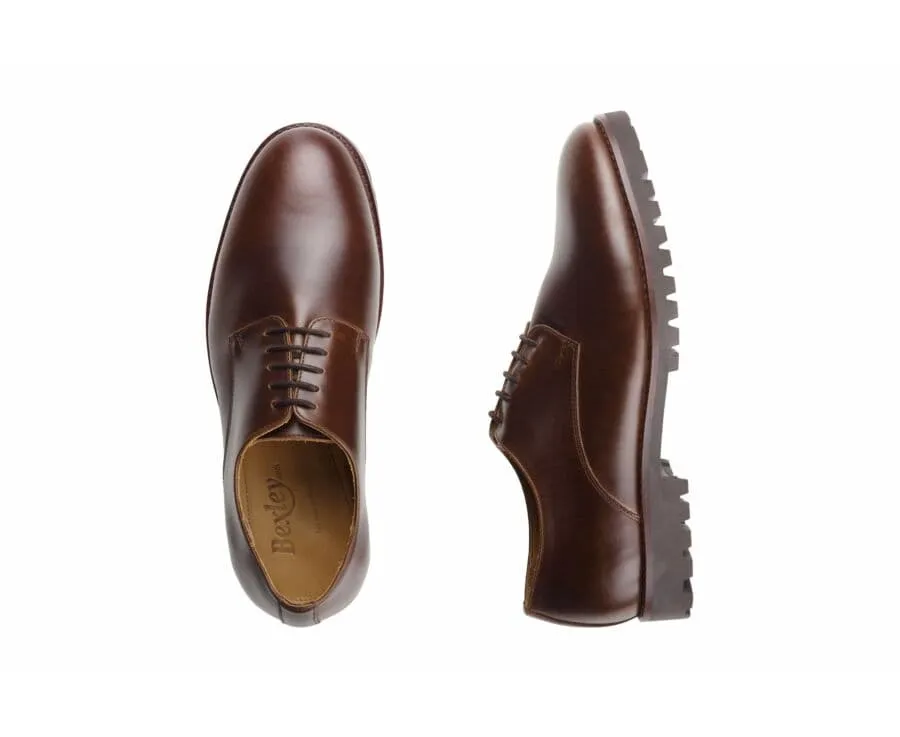 Chocolate Derby Shoes - Rubber outsole - BUSHEY GOMME