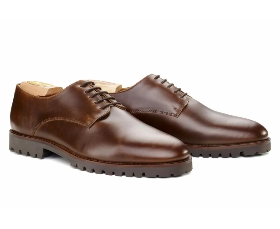 Chocolate Derby Shoes - Rubber outsole - BUSHEY GOMME