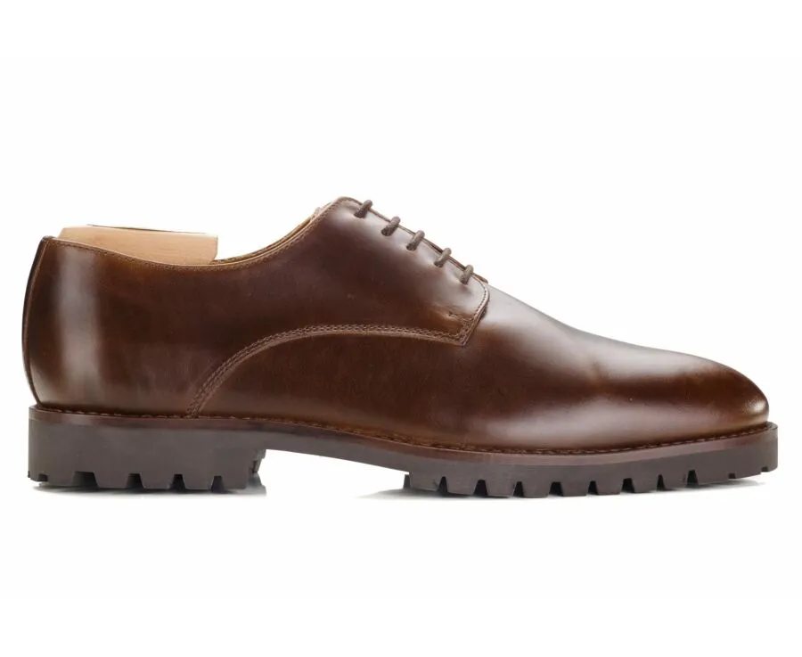 Chocolate Derby Shoes - Rubber outsole - BUSHEY GOMME