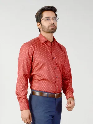 Claret Maroon Self Textured Regular Fit Formal Shirt | Greenfibre