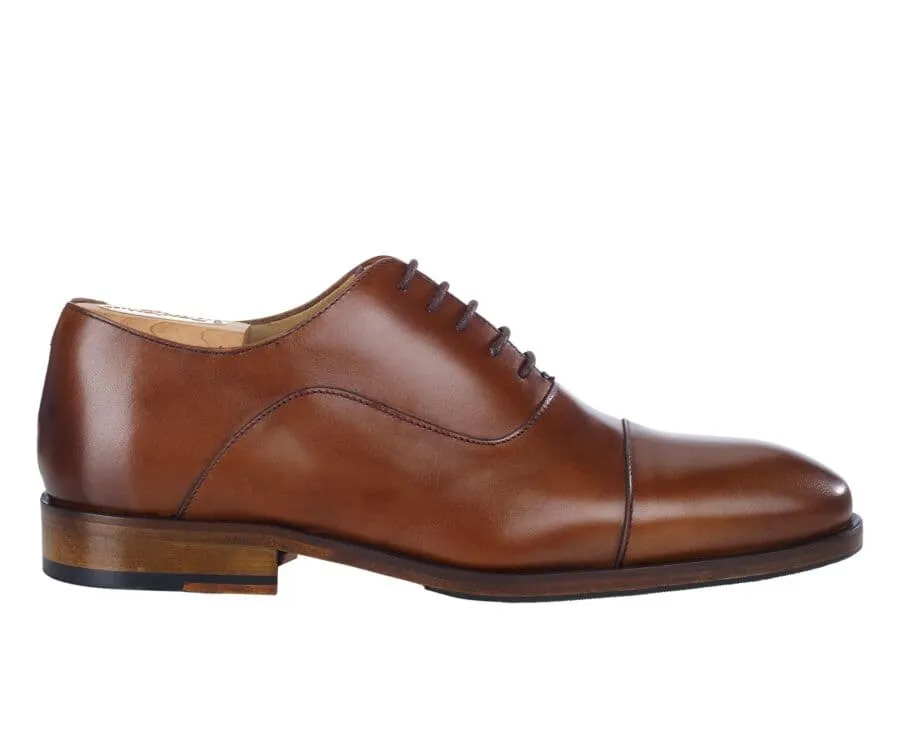 Cognac Patiné Men&#039;s Oxford shoes - Leather sole with pad - GRAKLEY