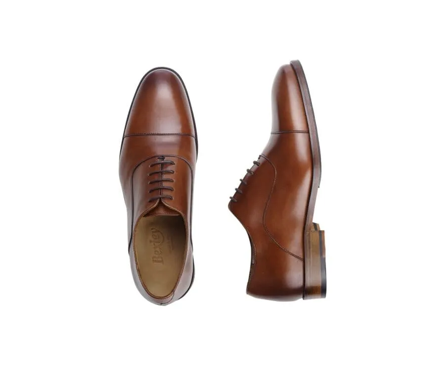 Cognac Patiné Men&#039;s Oxford shoes - Leather sole with pad - GRAKLEY