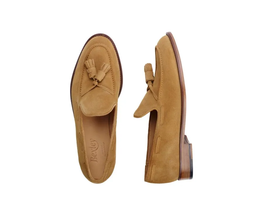 Cognac Suede Men&#039;s tassel loafers - PICADILLY