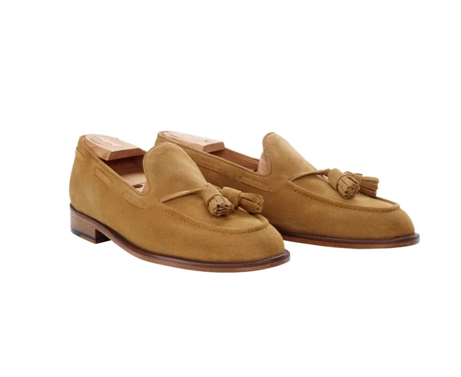 Cognac Suede Men&#039;s tassel loafers - PICADILLY