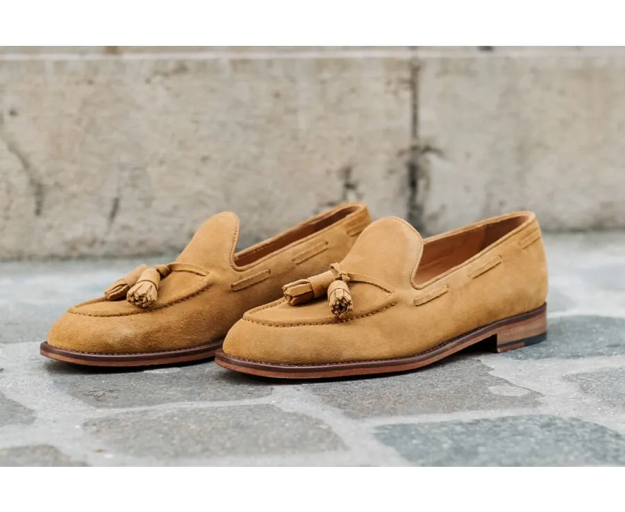 Cognac Suede Men&#039;s tassel loafers - PICADILLY