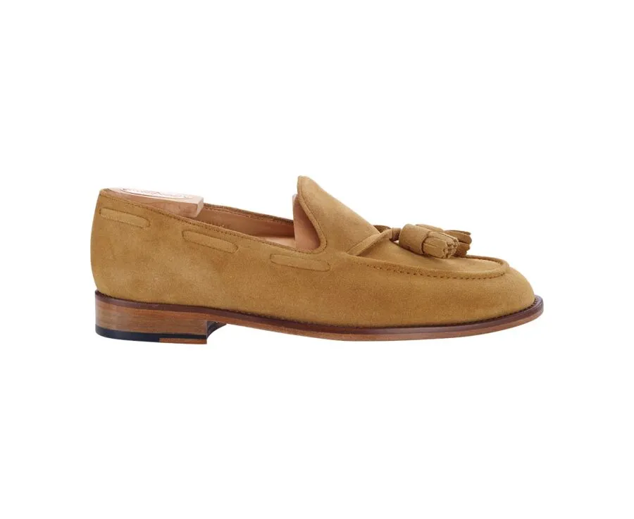 Cognac Suede Men&#039;s tassel loafers - PICADILLY