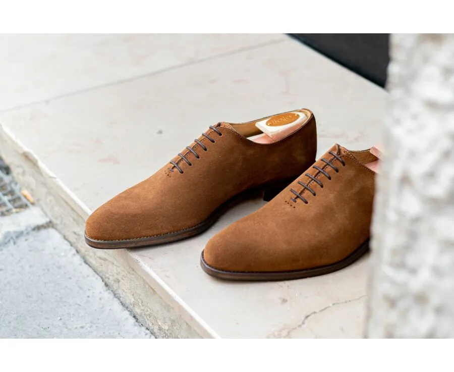 Cognac Suede Oxford shoes - Rubber pad - PETER PATIN